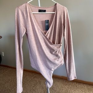 A&F Soft and Cozy wrap sweater body suit